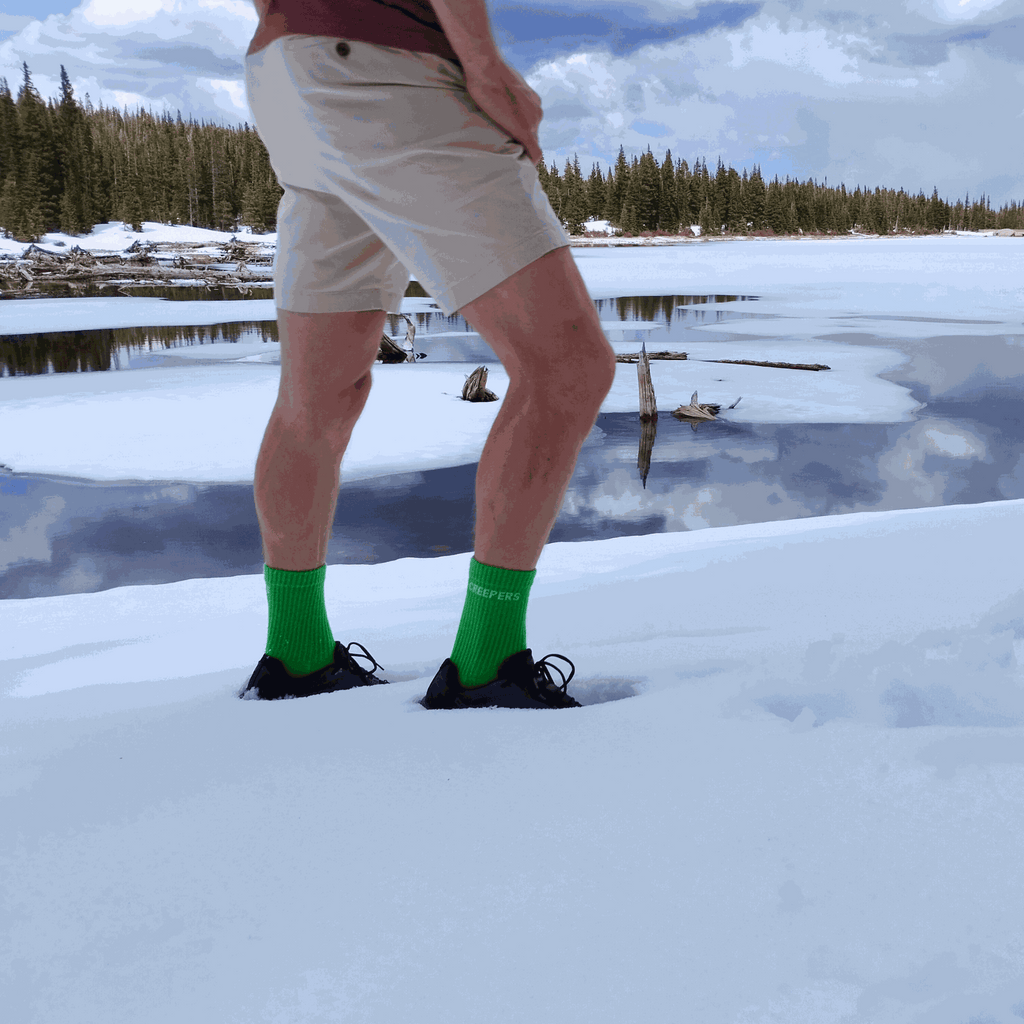 creepers green merino toe socks