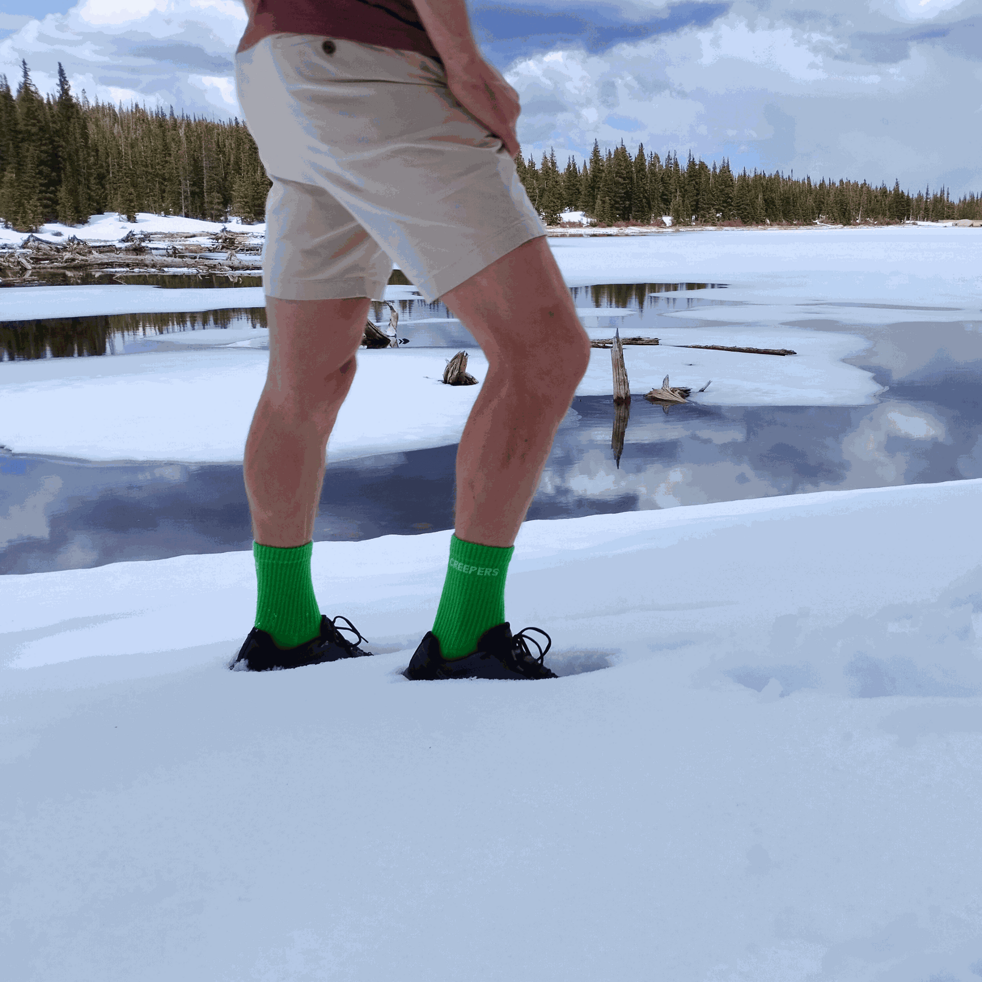 creepers green merino toe socks