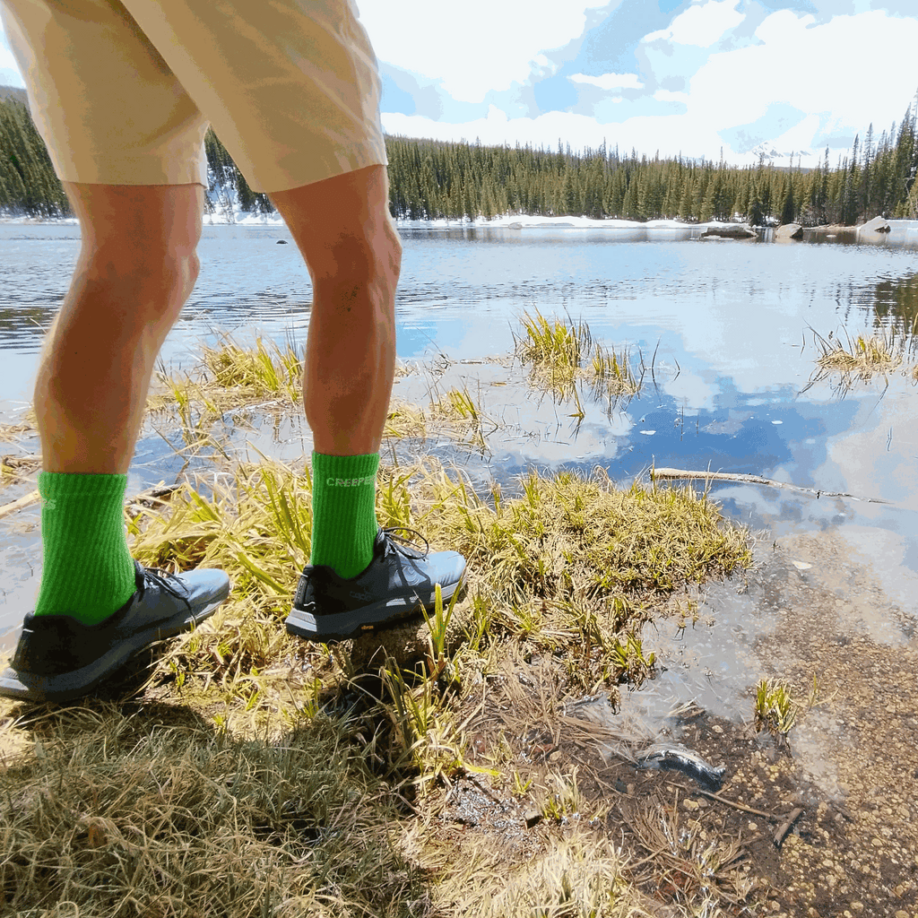 creepers green merino toe socks